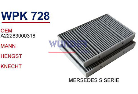 Wunder WPK728 Polen Filtresi Mercedes S-Serie-S300-S350-S400-S500 Fn8727 MRMOEM-1085345