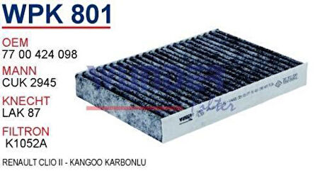 Wunder WPK801 Polen Filtresi Renault Clio II-Kangoo Karbonlu MRMOEM-1085354