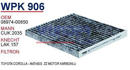 Wunder WPK906 Polen Filtresi Karbonlu Toyota Corolla-Avensis Zz Motor 2002 Cuk2035 MRMOEM-1085381