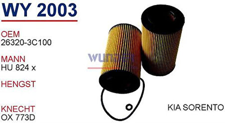 Wunder WY2003 Yağ Filtresi Sonata 05-Grandeur 05-Sorento 02- MRMOEM-1085566