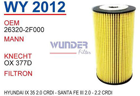 Wunder WY2012 Yağ Filtresi ix35 10-Sorento 10-Sportage 10- MRMOEM-1085569
