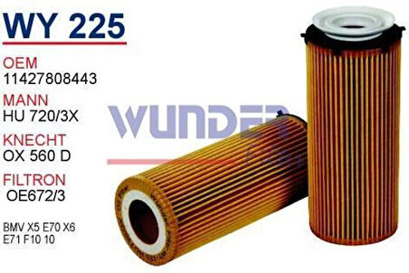 Wunder WY225 Yağ Filtresi BMW E90 E91 E92 F07 F10 F18 F11 F01 MRMOEM-1085603