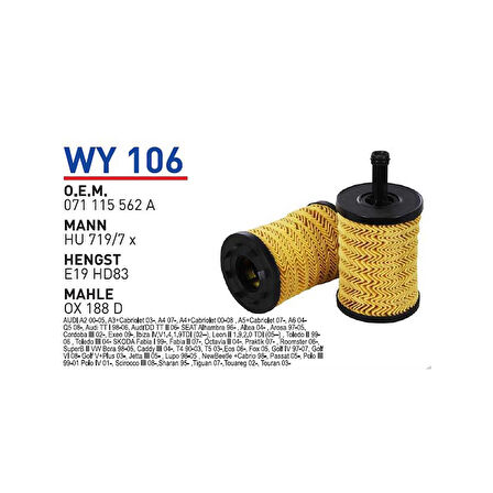 YAĞ FİLTRESİ FAB-GO-OCT-PA-PO-T5 1.4-1.9 TDI BJB-A 071115562A.WUN