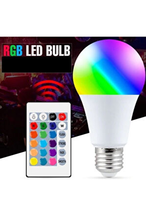 Rgb Kumandalı Led Renkli Ampul 9w (beyaz Işıklı Ve Çok Renkli ) Ayarlanabilir / Kısılabilir