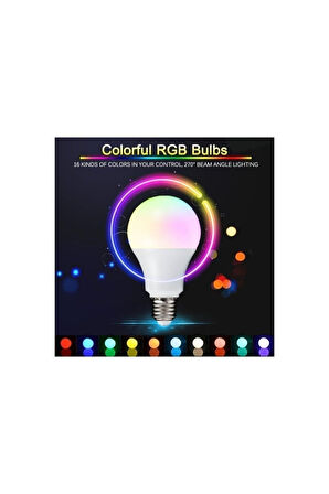 Home Uzaktan Kumandalı Renk Değiştiren Ampul Rgb 9w Beyaz Dahil 16 Renkli