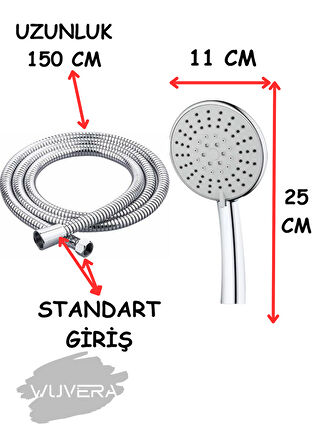 WUVERA Fonksiyonlu Venüs Banyo Duş Başlığı Fiskiyesi Telefonu Duş Seti