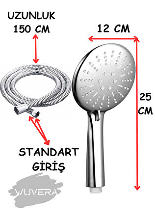 WUVERA Fonksiyonlu Lima Banyo Duş Başlığı Fiskiyesi Telefonu Duş Seti