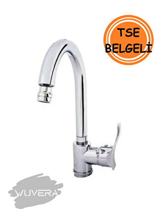 Wuvera Galaxy Serisi TSE Belgeli Mutfak Evye Bataryası – 40 mm Kartuş, Tezgah Üstü Montaj & Oynar Perlâtör