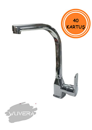Wuvera Pramit Serisi TSE Belgeli Mutfak Evye Bataryası – 40 mm Kartuş, Tezgah Üstü Montaj & Kuğu Boru Tasarım
