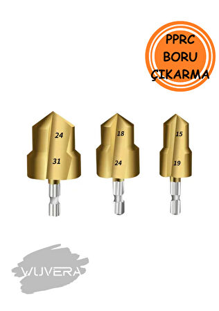 Wuvera 3’lü Havşa Matkap Ucu Seti – Boru Genişletme ve Raybalama (20‑25‑32 mm)