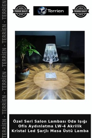 Özel Seri Salon Lambası Oda Işığı Ofis Aydınlatma LW-4 Akrilik Kristal Led Şarjlı Masa Üstü Lamba