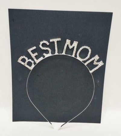 Özel Seri Şık Aksesuar Parti Eşyası Anne Hediyesi BEST MOM TAŞLI TAÇ GÜMÜŞ