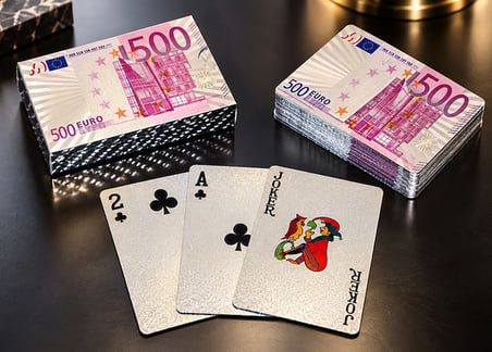 Delux Serisi Kart Oyunu Arkadaş Hediyesi Eğlence Aracı Euro Tasarımlı Gümüş İskambil Oyun Kartı