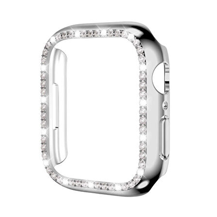 Apple Watch 7 41mm Saat Ekran Kasa Koruyucu Taşlı Lüxry ZRGard-05