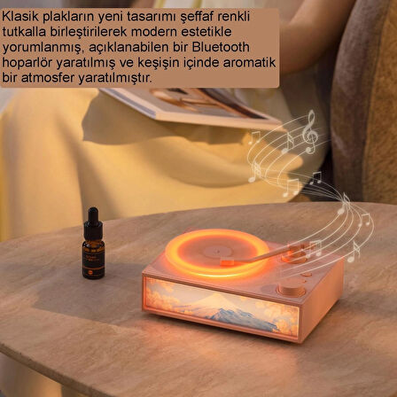 Waves Retro Plak Bluetooth Hoparlör Ortam Aydınlatma Projektörlü 