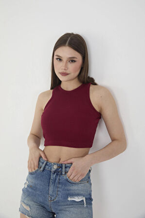 Wearflawless Kadın 3 lü Adet Fitilli PAMUKLU Örme Kaşkorse Crop Bluz ATlet