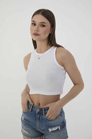 Wearflawless Kadın 3 lü Adet Fitilli PAMUKLU Örme Kaşkorse Crop Bluz ATlet