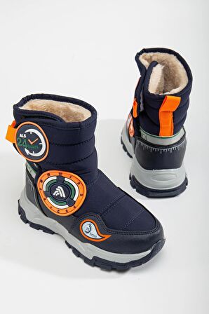 Zerenyus Winters Termal Yünlü Laci Turuncu Erkek Çocuk Cırtlı Kar Botu 