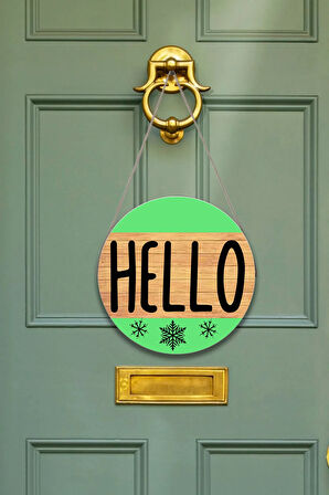 Evimize Hoşgeldiniz Welcome Kapı Duvar Süsü, Ahşap Yuvarlak İpli Dekoratif Ev Kapı Tablosu