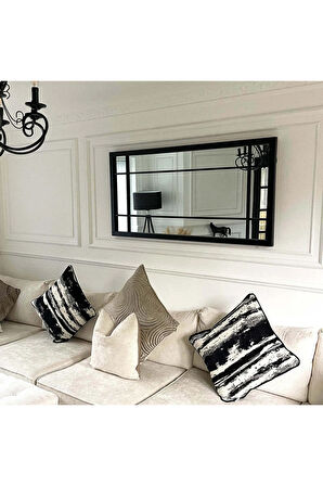 140x70 cm Konsol Üstü  Dekoratif Duvar Aynası - Pencere Dekorlu