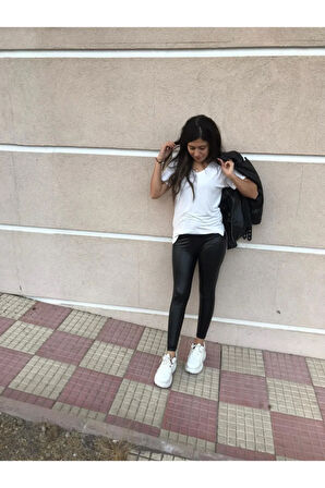 Içi Şardonlu Mat Deri Görünümlü Tayt