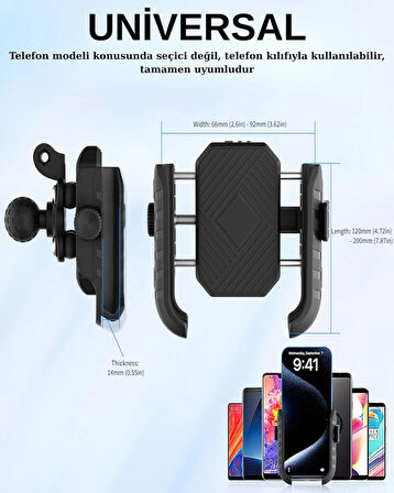  Motosiklet Telefon Tutucu – Gidon ve Ayna Uyumlu, Hırsızlık Önleyici, Titreşim Emici