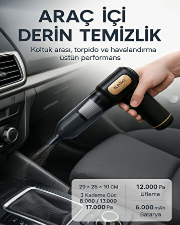 Kablosuz Süpürge & Toz Üfleyici – 17.000Pa Çekim Gücü, 12.000Pa Üfleme Gücü, Çoklu Başlık Seti