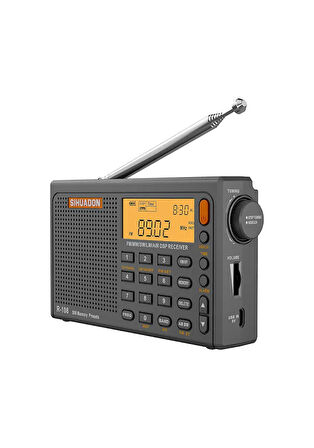 SIHUADON R-108 radyo FM Stereo dijital taşınabilir radyo AM SW hava radyo alıcısı Alarm fonksiyonu ekran saati sıcaklık hoparlö