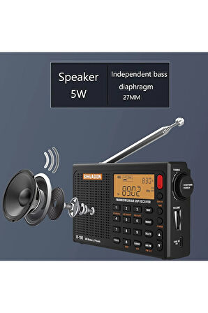 SIHUADON R-108 radyo FM Stereo dijital taşınabilir radyo AM SW hava radyo alıcısı Alarm fonksiyonu ekran saati sıcaklık hoparlö