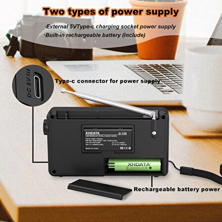 XHDATA D-109 radyo FM AM SW Full tam bant taşınabilir radyolar Bluetooth uyumlu dijital radyo alıcısı destek TF kart MP3 çalar