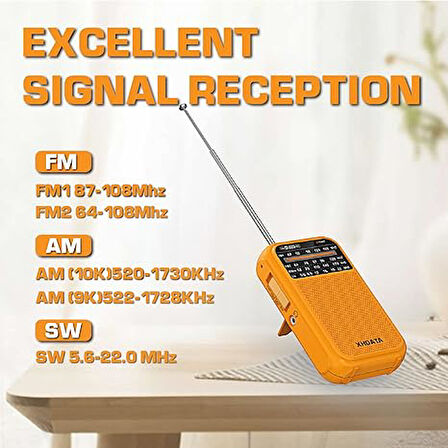 XHDATA D-220  FM 1-2/MW (9K/10K) /SW 4 Bant Yüksek Hassasiyetli DSP Dijital Radyo