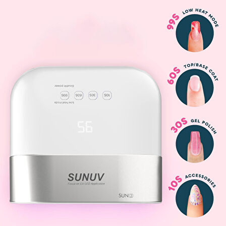SUNUV Sun3 Manikür Tırnak Kurutucu UV Led Lamba Beyaz 48w