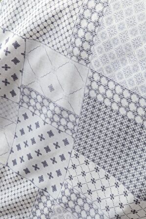 Leruum London Patchwork Geometrik Pamuk Tek Kişilik Nevresim Takımı