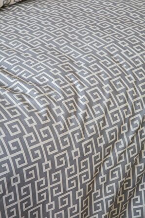 Leruum London Geometrik Yunan Geometrik Pamuk Çift Kişilik Nevresim Takımı