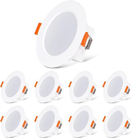 8 Adet 230 V Gömme Led Sıva Altı 7 W Ampul 7 Watt 660 Lümen Spot Lamba IP44 Sıcak Beyaz Oda Lambası