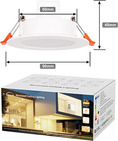 8 Adet 230 V Gömme Led Sıva Altı 7 W Ampul 7 Watt 660 Lümen Spot Lamba IP44 Sıcak Beyaz Oda Lambası