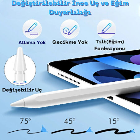 2018 ve Sonrası iPad Uyumlu Stylus Kalem – Manyetik, Avuç İçi Reddi, Çizim & Yazı Kalem