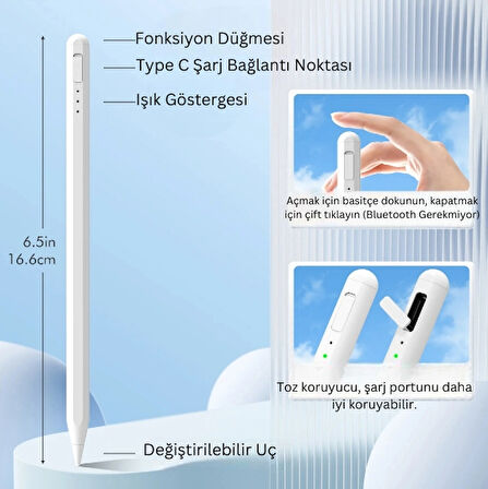 2018 ve Sonrası iPad Uyumlu Stylus Kalem – Manyetik, Avuç İçi Reddi, Çizim & Yazı Kalem