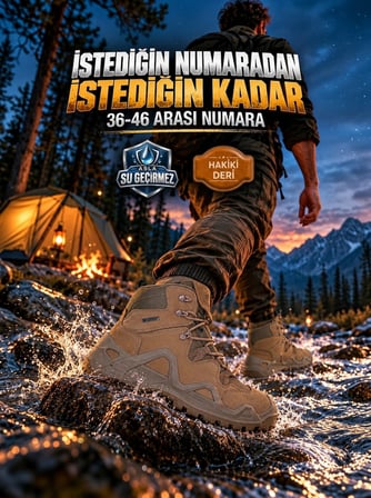 Günlük Erkek Bej Hakiki Deri Bot Bağcıklı Tırtık Kaymaz Taban Outdoor Ayakkabı X03