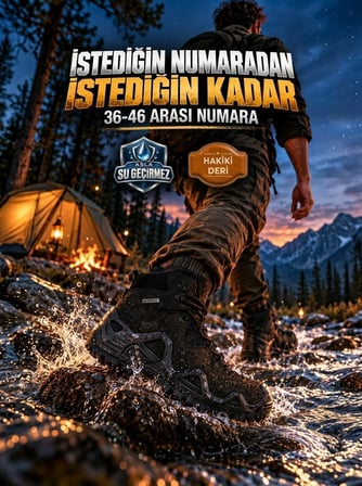 Günlük Erkek Siyah Hakiki Deri Bot Bağcıklı Tırtık Kaymaz Taban Outdoor Ayakkabı X03