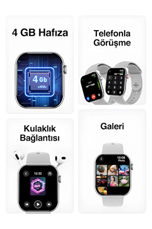 X10 Akıllı Saat - Amoled, 2.05 inç, Telefonla Görüşme, Tansiyon, Kulaklık Bağlantısı, 2025