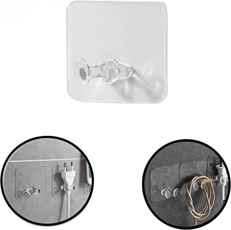 Microcase Güçlü Plastik  Yapışkanlı  Suya Dayanıklı Banyo Mutfak Eşya Havlu Vb Ürün Priz Askılığı 1 Adet - Şeffaf AL4268