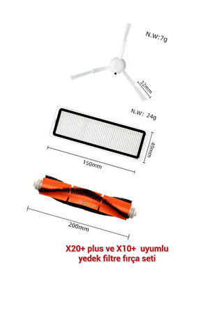 Xiaomi x20+ X20+ plus  S10+ plus uyumlu yedek parça seti fırça yer fırçası