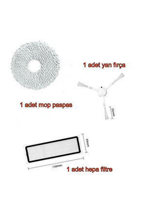 Xiaomi S10+ plus X20+ ve S10+ plus uyumlu 3 lü yedek fırça seti