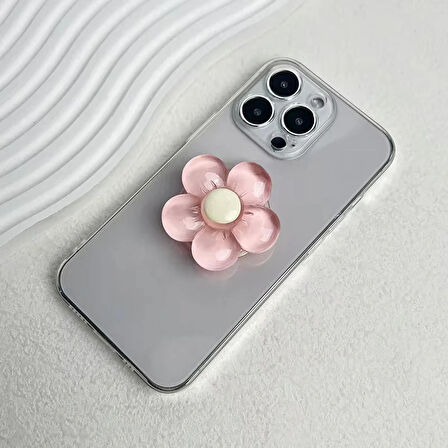 Microcase 3D Çiçek Tasarımlı 3M Yapıştırmalı El Parmak Tutucu Cep Telefonu Tutacağı Popsocket - MAVİ AL5246