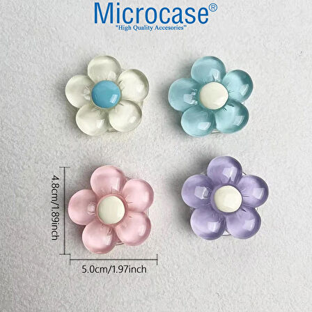 Microcase 3D Çiçek Tasarımlı 3M Yapıştırmalı El Parmak Tutucu Cep Telefonu Tutacağı Popsocket - MAVİ AL5246