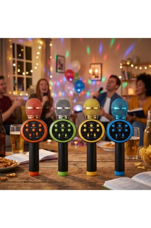 1 Adet Kablosuz Karaoke Mikrofonu – Bluetooth Hoparlörlü Taşınabilir Mikrofon, Tws Destekli, Tf/USB/Fm Uyumlu Karaoke Mic
