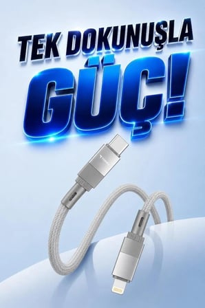 Premium Bağlantı Hattı Cihaz Bağı Şarj Kablosu Type-C to Lightning Data Kablo U18 Gri
