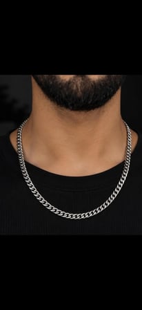  Unisex Gümüş Renk Kalın Gurmet Zincir Kolye 