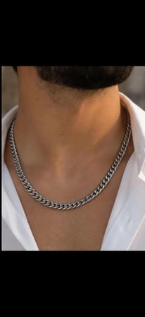  Unisex Gümüş Renk Kalın Gurmet Zincir Kolye 